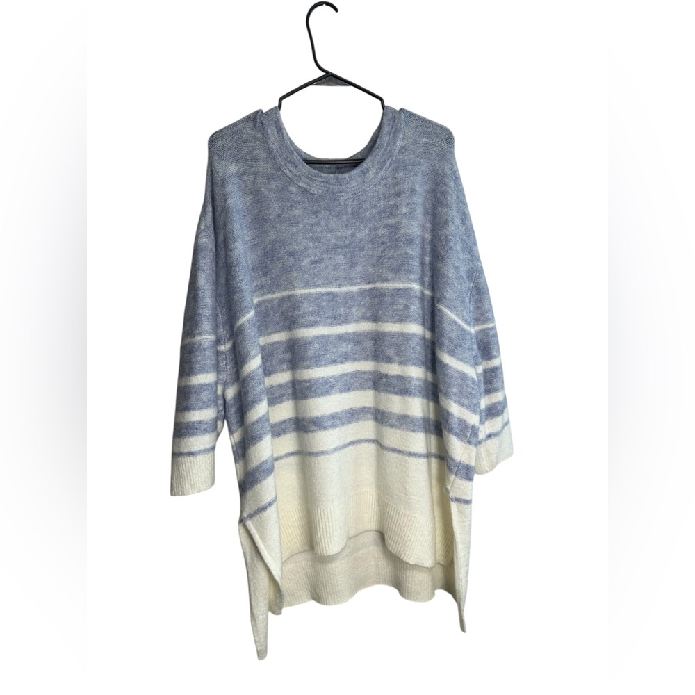 LOFT Blue and Cream Striped Sweater